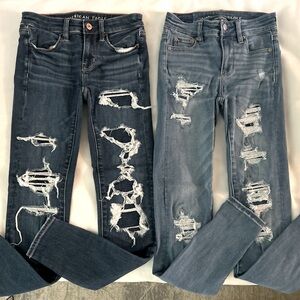 AE Next Level Stretch Patched Jeggings Women’s Size 000 XS Like New! Set of Two
